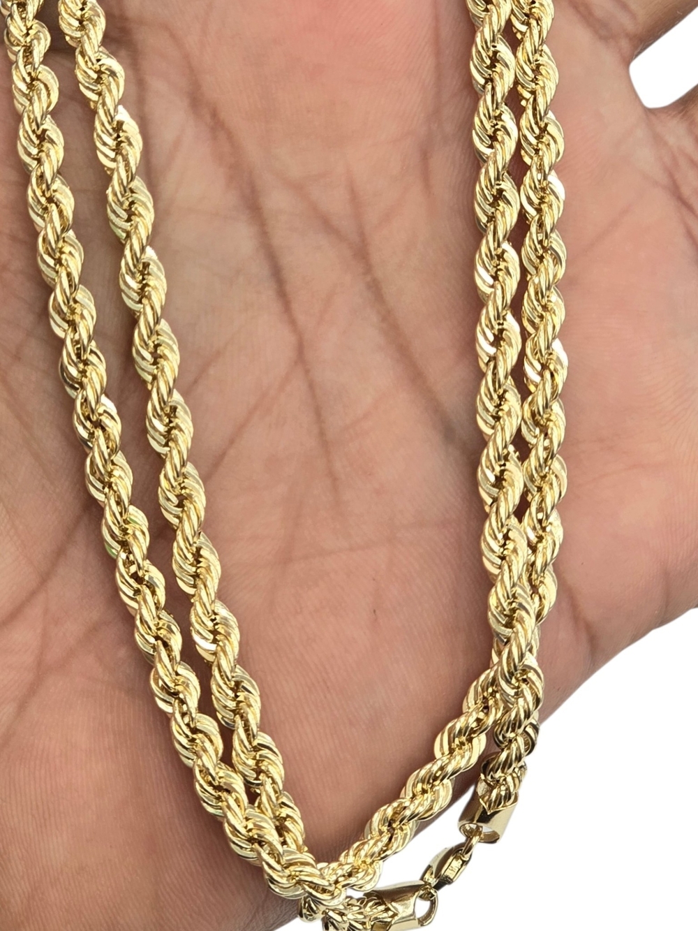 14k Real Gold Rope Chain 5mm 22 Inches - Picture 8 of 11